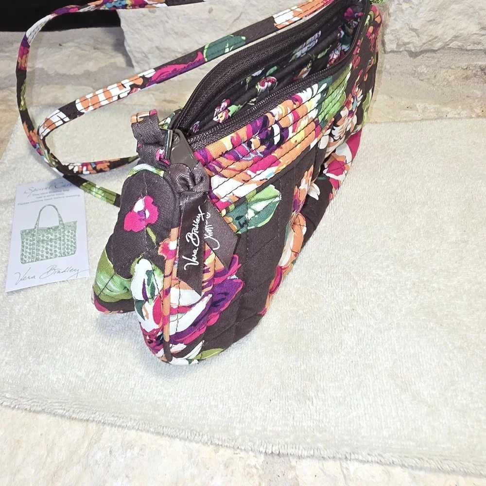 Vera Bradley English Rose Chocolate Whitney Quilted Purse New! Retired Pattern